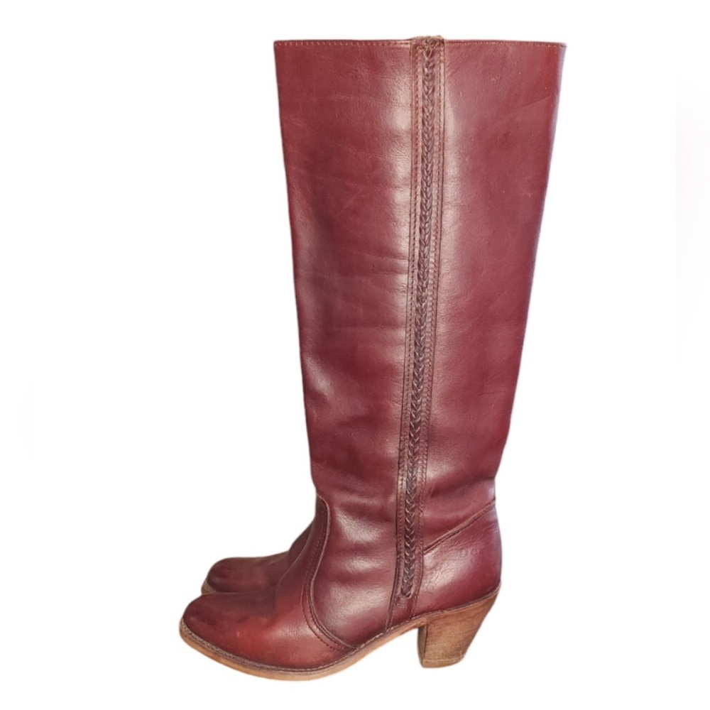 Dexter Vintage Burgundy Leather Women's Size 7.5 M Campus Boot Stacked Heel